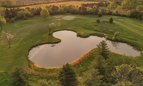 aerial shot of golf course
