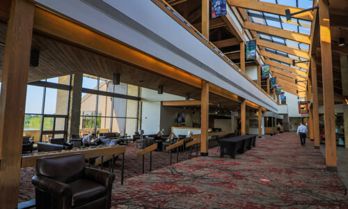 wide shot of lobby with seating