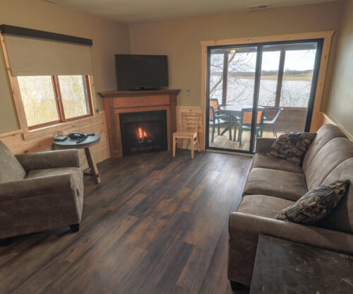 Upgraded furniture and flooring makes the deer creek cabins inviting