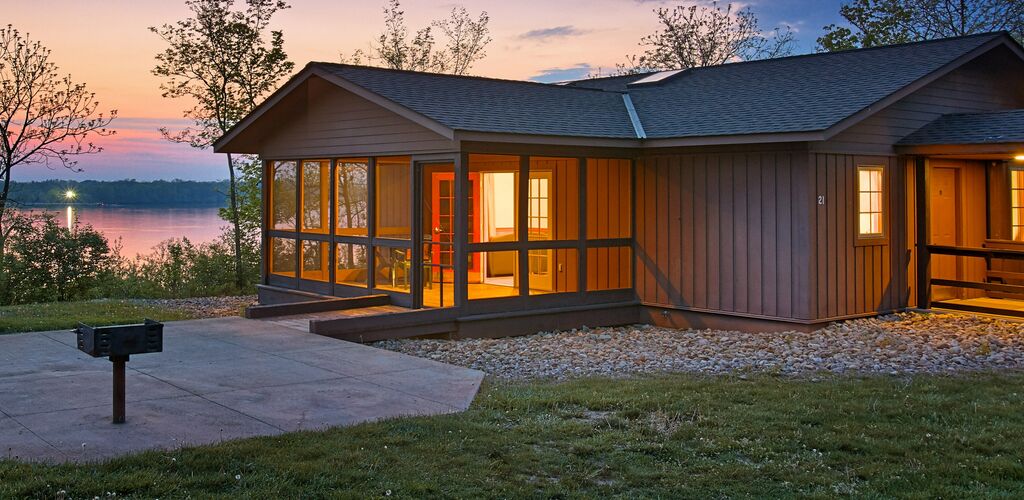 Cabin at night