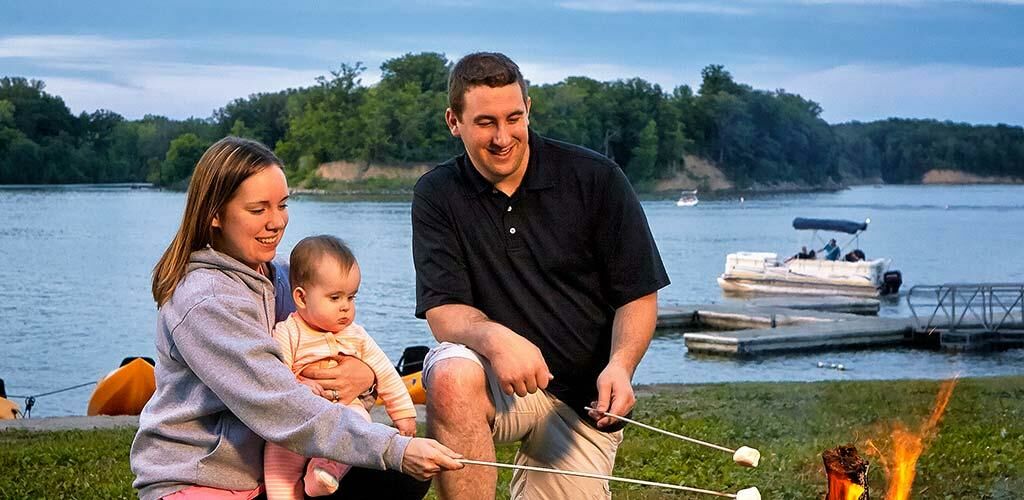 Family roasting marshmallows